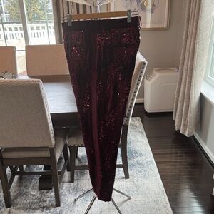 Elegant Burgundy Sequin Pants